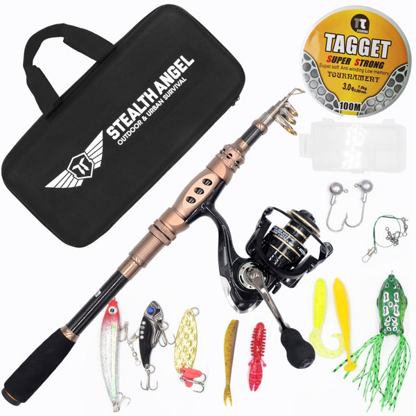 carbon fiber collapsible fishing rod Fishing Rod Kit Pro Stealth Angel Survival