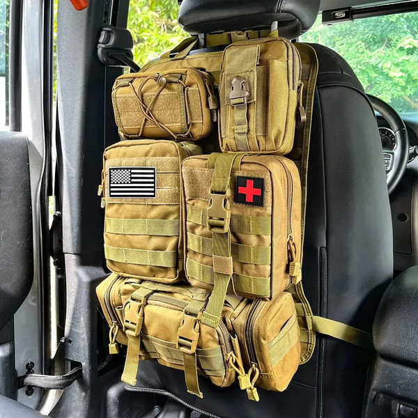 Vehicle Car Seat Back Cover Organizer Tactical Panel MOLLE Storage Bag