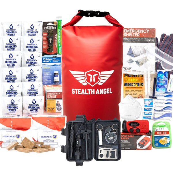 2 Person Survival Dry Bag / Waterproof Emergency Kit (72 Hours) Stealth  Angel Survival