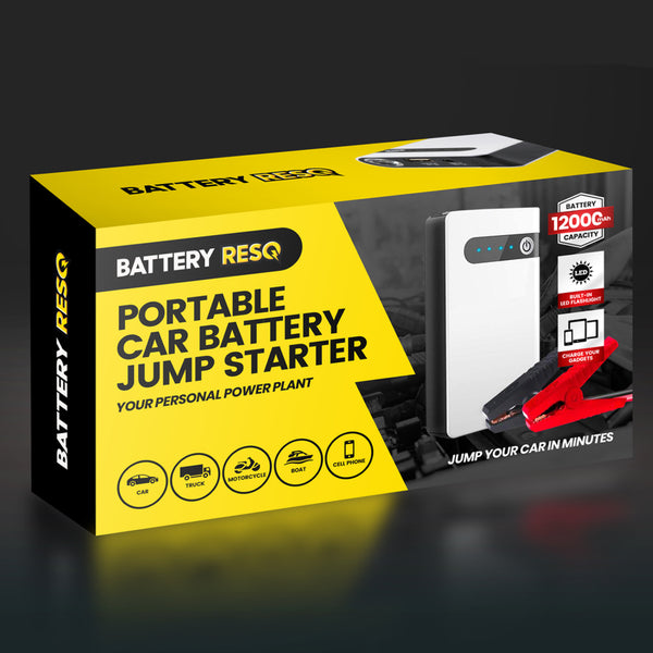 Battery ResQ - Portable Car Battery Jump Starter (12V 12000mah 400A), -  Stealth Angel Survival