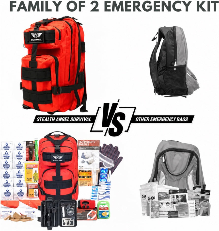2 Person Emergency Preparedness Kit /  Red Survival Backpack  (72 Hours) Stealth Angel Survival