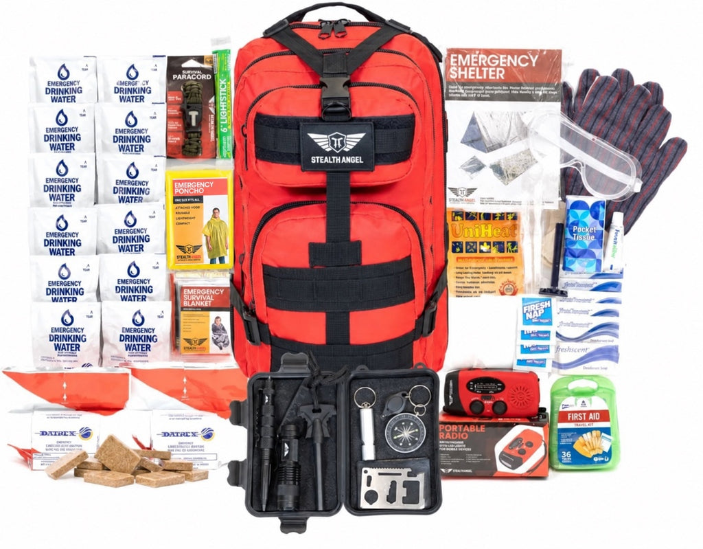 2 Person Emergency Preparedness Kit /  Red Survival Backpack  (72 Hours) Stealth Angel Survival