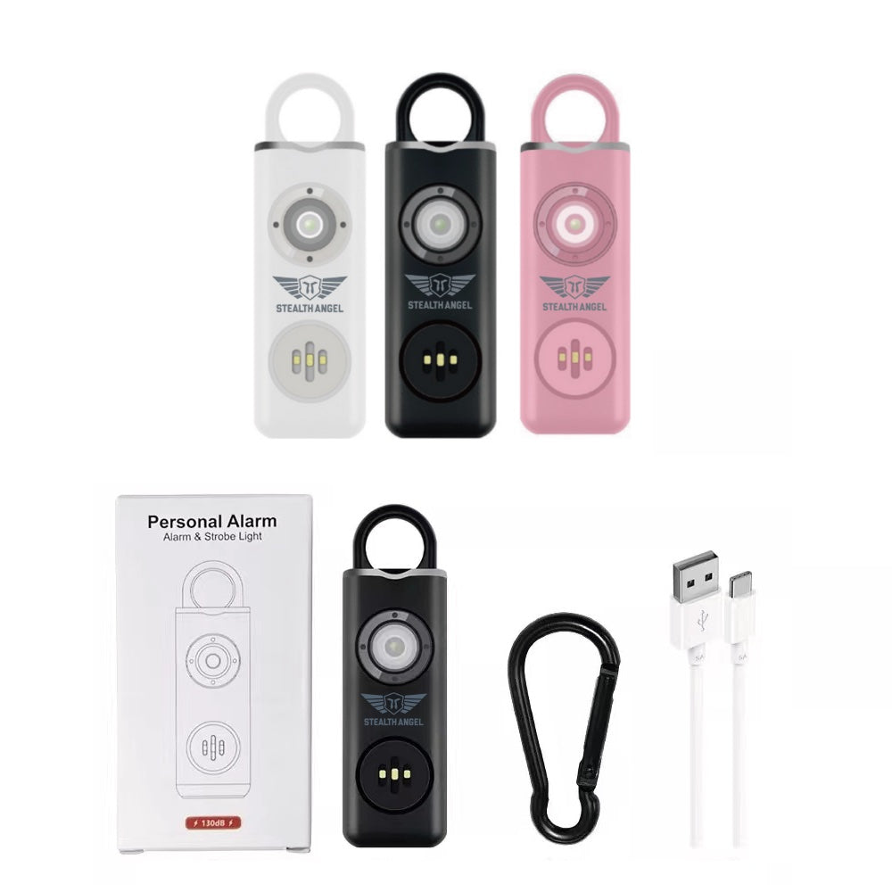 Self Defense Alarm Keychain, LED Flashlight with Strobe Light Recharge ...