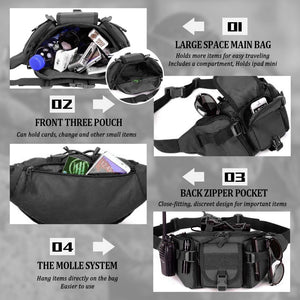 Tactical Fanny Pack Waist Bag Hip Belt Outdoor Hiking Fishing Stealth Angel Survival