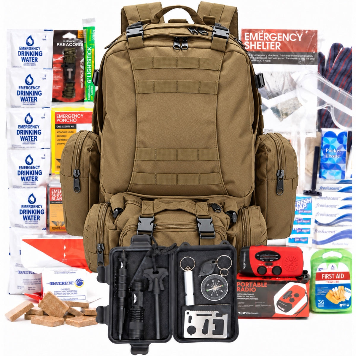 1 Person XL Emergency Kit / Survival Bag (72 Hours) Stealth Angel Survival