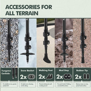 Trekking Poles Adjustable Walking Hiking Sticks 2-Pack Stealth Angel Survival