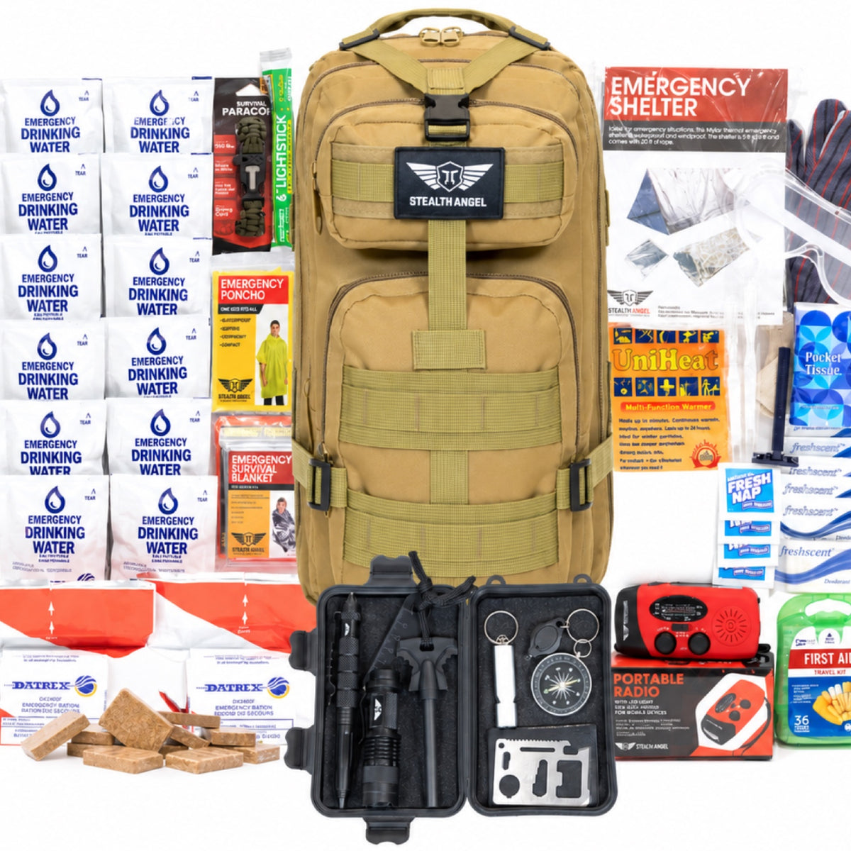 Earthquake Preparedness Kit  1 Person (144 Hour) Backpack Stealth Angel Survival