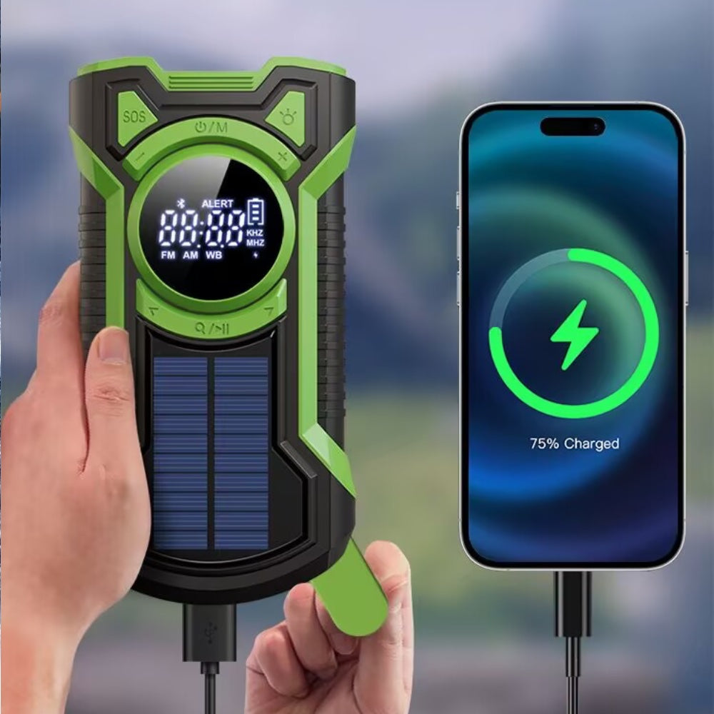 Pro Solar Digital Radio Emergency AM/FM/NOAA & LED Flashlight 5000mAH ...