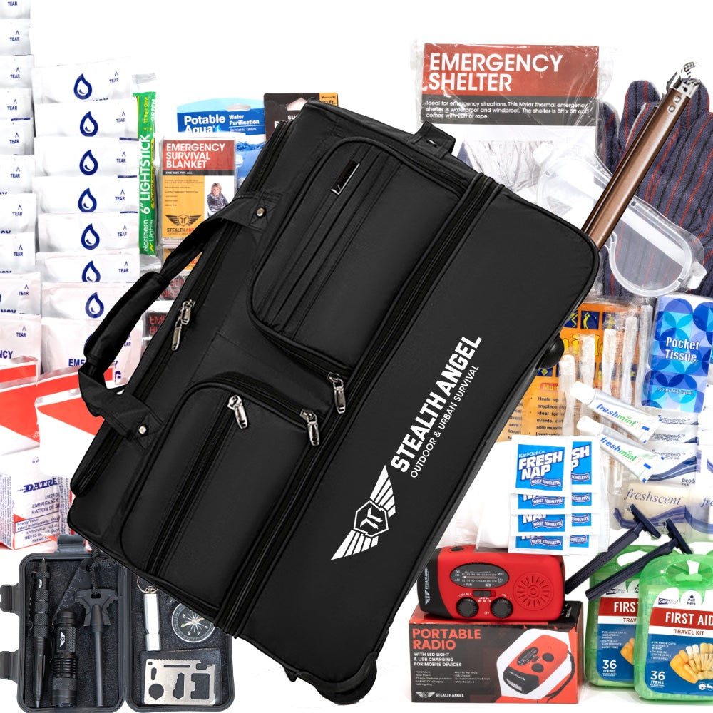 4 Person Rolling Duffle Bag Emergency Kit / Survival Bag (72 Hours) St ...