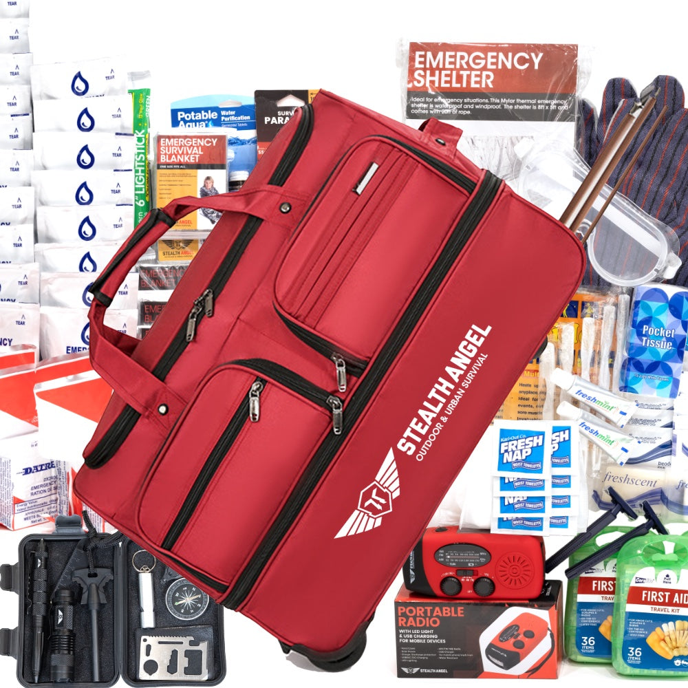 4 Person Rolling Duffle Bag Emergency Kit / Survival Bag (72 Hours) St ...
