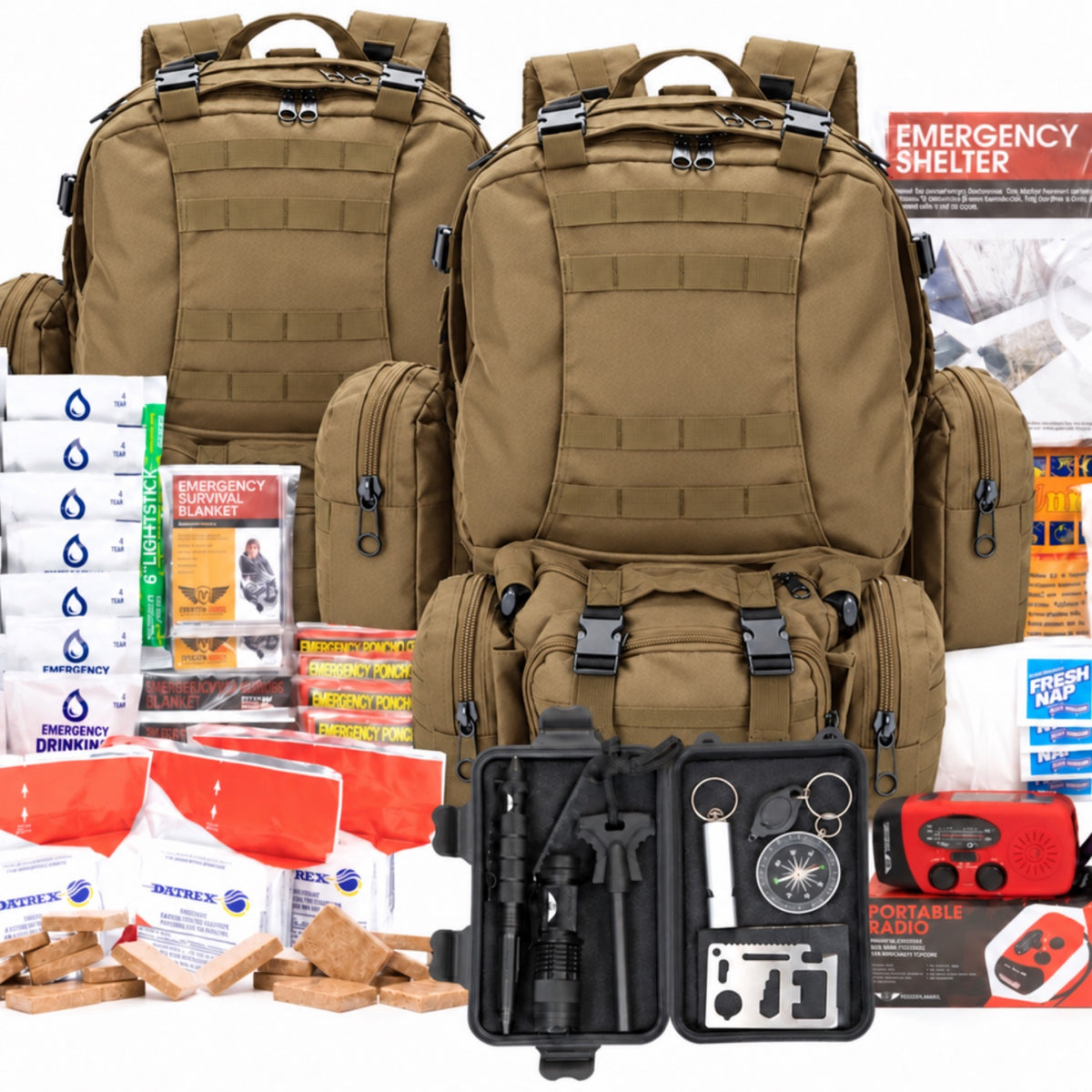 4 Person XL Emergency Kit / Survival Bag (72 Hours) Stealth Angel Survival