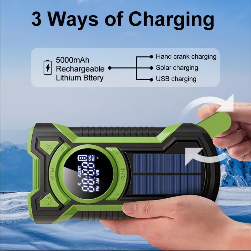 Pro Solar Digital Radio Emergency AM/FM/NOAA & LED Flashlight 5000mAH ...
