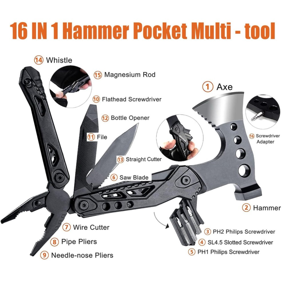 The 16-in-1 Ultimate Hammer Axe Multitool - Stealth Angel Survival