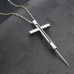 Self Defense Cross Necklace, 21-Inch Chain, Stainless Steel Tool Stealth Angel Survival