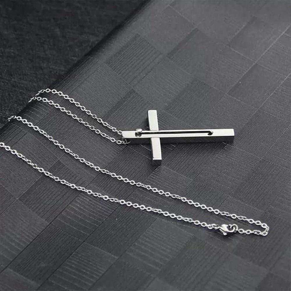 Self Defense Cross Necklace, 21-Inch Chain, Stainless Steel Tool Stealth Angel Survival