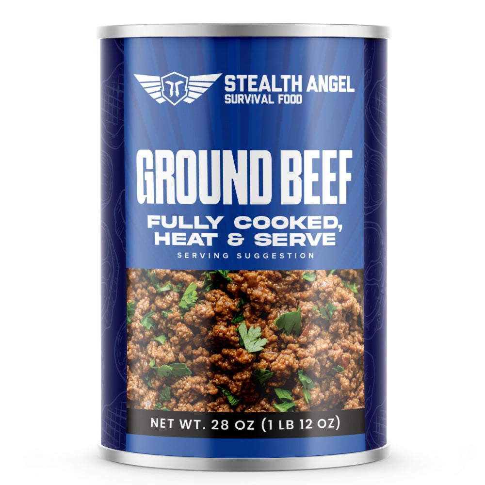 Emergency Survival Food Sampler - Canned Beef, Chicken, Ground Beef - Up To 25 Year Shelf Life - Stealth Angel Survival