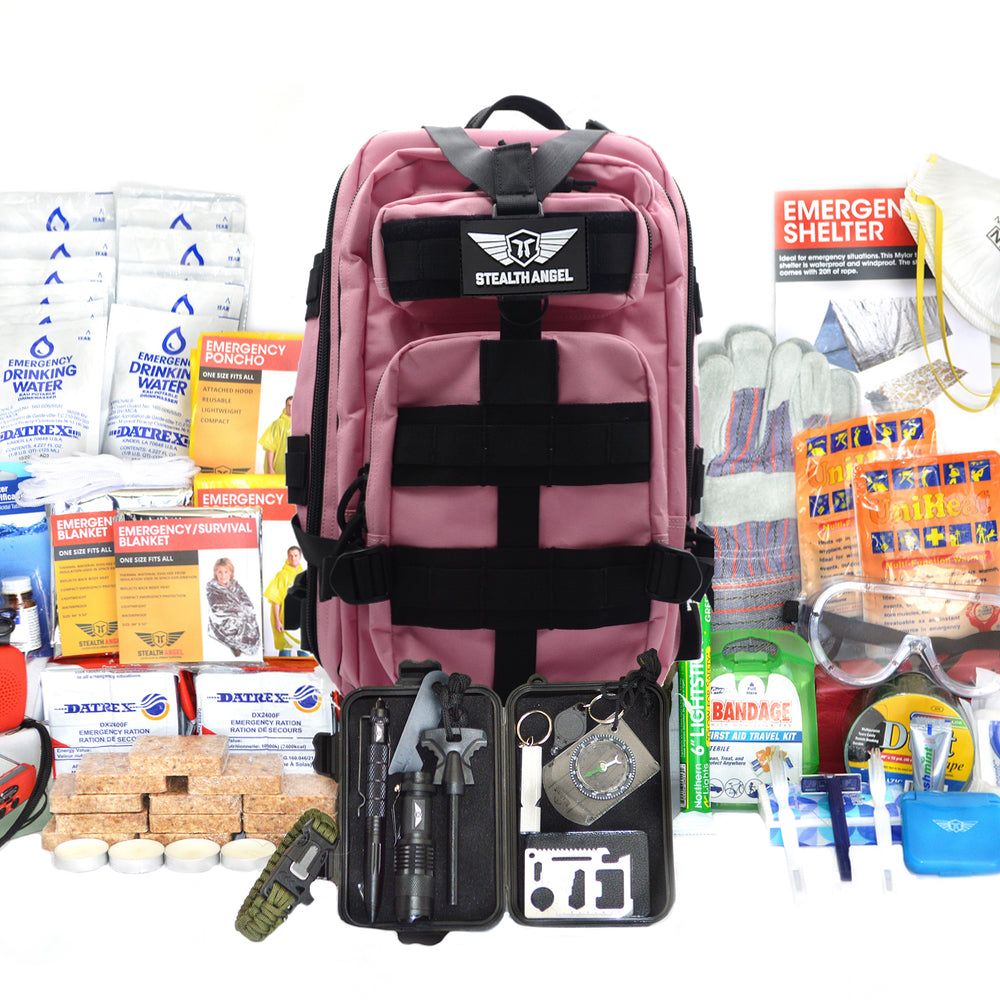 2 Person Emergency Preparedness Kit / Black Survival Backpack (72 Hours)  Stealth Angel Survival
