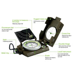 MLC2 Professional Military Lensatic Sighting Metal Compass with Inclinometer and Carrying Pouch Stealth Angel Survival