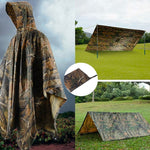 Military Style Hooded Rain Poncho & Multi-Purpose Waterproof Shelter / Tent / Picnic Mat Stealth Angel Survival SA-RC1