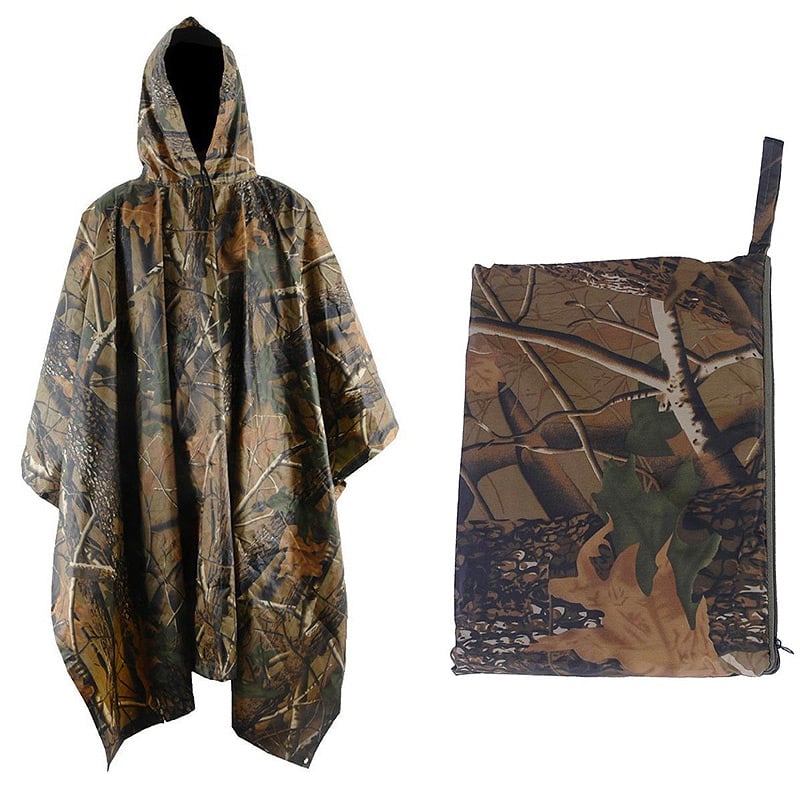 3 in 1 Hooded Poncho / Tent Shelter / Ground Mat Military Style Multi-Purpose Stealth Angel Survival SA-RC1