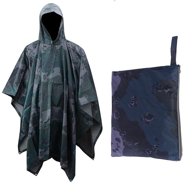 3 in 1 Hooded Poncho / Tent Shelter / Ground Mat Military Style Multi-Purpose Stealth Angel Survival SA-RC1