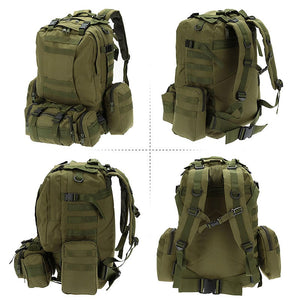 50L Backpack Daypack w/ 3 MOLLE Bags Large Military Style Outdoor Stea 50L Backpack Daypack w/ 3 MOLLE Bags Large Military Style Outdoor Stea