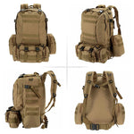 50L Backpack Daypack w/ 3 MOLLE Bags Large Military Style Outdoor Stealth Angel Survival 3M50